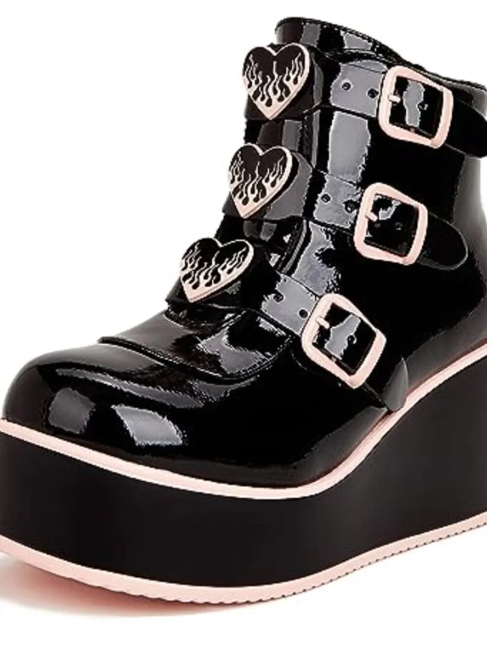 Platform Chunky Ankle Boots - Wedge Heel Round Toe Zipper Goth Booties